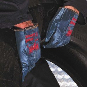 Manusi cusute - tricot din bumbac cu strat de nitril, dosul palmei din segmente cusute HYNIT 32-125