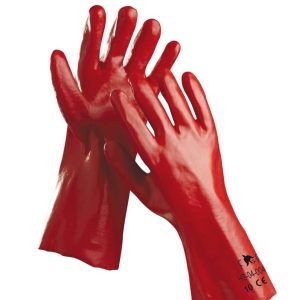 Manusi cusute - tricot interlock din bumbac, imersate in PVC HS-04-004