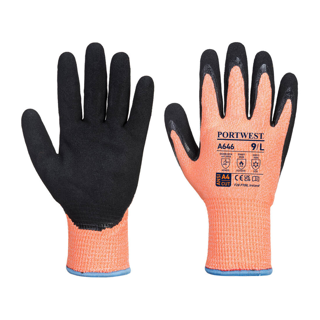 Manusi Nitril Vis-Tex Winter HR Cut, negru, portocaliu 1 Manusi Nitril Vis-Tex Winter HR Cut, negru, portocaliu