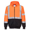 Hanorac Hi-Vis Bicolor cu Fermoar, negru, portocaliu
