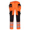 DX4 Hi -Vis Pantaloni cu buzunare detasabile, negru, portocaliu