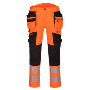 DX4 Hi -Vis Pantaloni cu buzunare detasabile, negru, portocaliu