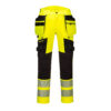 DX4 Hi -Vis Pantaloni cu buzunare detasabile, negru, galben