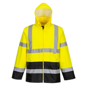 Jacheta de Ploaie Hi-Vis Contrast, negru, galben