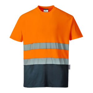 Tricou Bicolor din Bumbac Confort, albastru, portocaliu