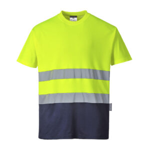 Tricou Bicolor din Bumbac Confort, albastru, galben