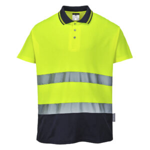 Tricou Polo Bumbac Confort Bicolor, albastru, galben
