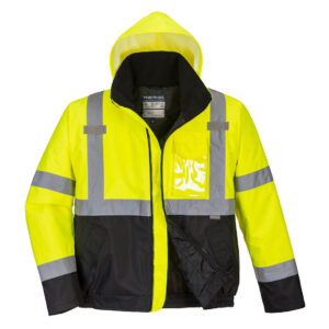 Jacheta Hi-Vis Bomber in Doua Tonuri, negru, galben