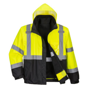 Jacheta Bomber 3-Ã®n-1 Hi-Vis Premium, negru, galben