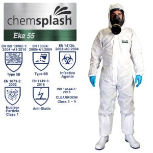 Combinezon Chemsplash Eka 55 Coverall Type 5B/6B - White